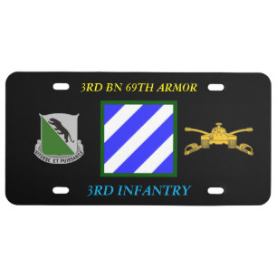 3RD BN 69TH ARMOR 3RD INFANTRY DIVISION LICENSE PLATE