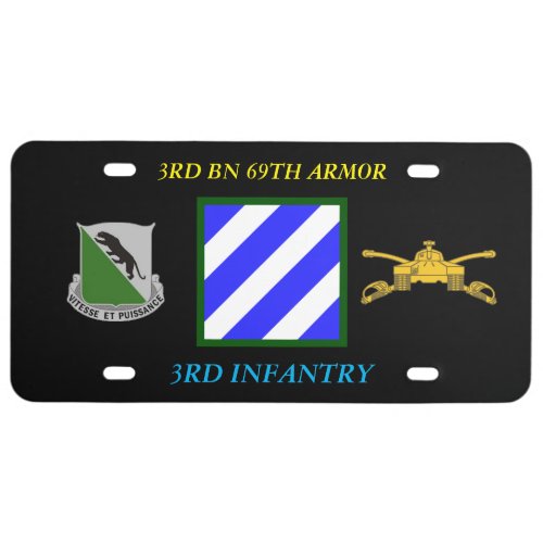 3RD BN 69TH ARMOR 3RD INFANTRY DIVISION LICENSE PLATE