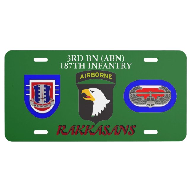 3RD BN (ABN) 187TH INFANTRY 101ST LICENSE PLATE (Front)