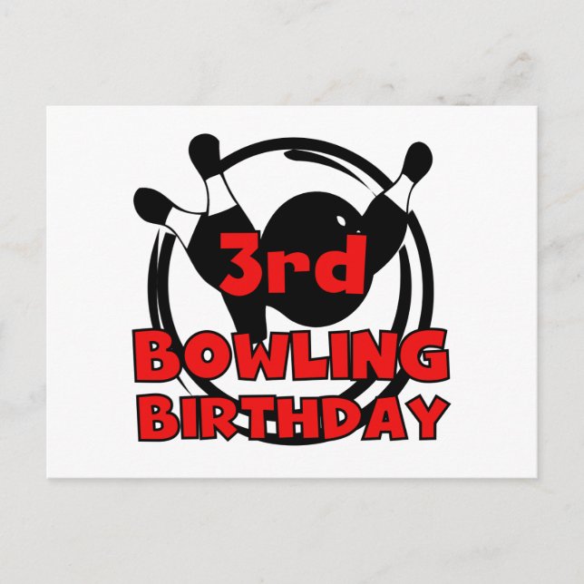 3rd Bowling Birthday Tshirts and Gifts Postcard (Front)