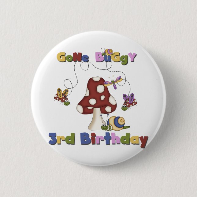 3rd Bug Birthday Tshirts and Gifts Button (Front)