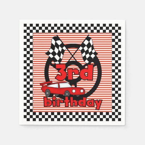 3rd Car Racing Birthday Paper Napkins