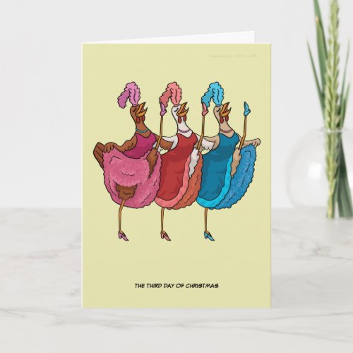 3rd Day of Christmas Three French  Hens Card