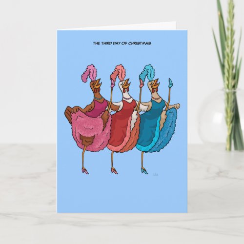 3rd Day of Christmas Three French Hens Card