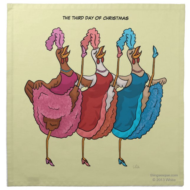 3rd Day of Christmas (Three French Hens) Napkins (Front)
