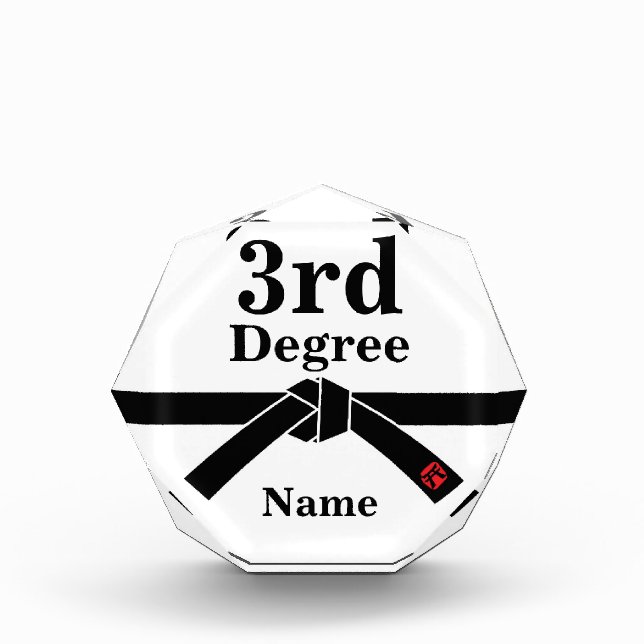 3rd Degree Black Belt Acrylic Award (Front)