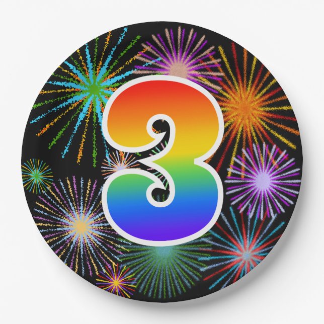 3rd Event - Fun, Colorful, Bold, Rainbow 3 Paper Plates (Front)