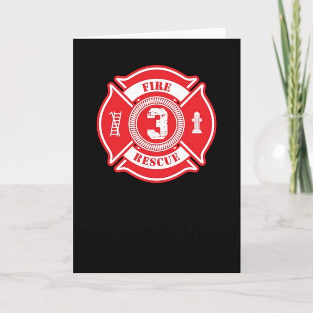 3rd Fire Birthday Gift Firefighter 3 Year Old Boy Card (Front)