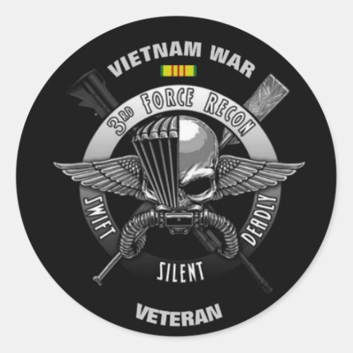 3RD FORCE RECON VIETNAM WAR VETERAN CLASSIC ROUND STICKER