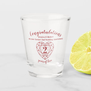 3rd garnet wedding anniversary 2 years of love shot glass