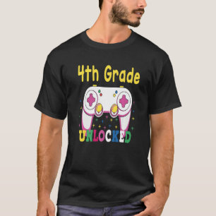 3rd Grade Achieved 4th Grade Unlocked Retro Colorf T-Shirt