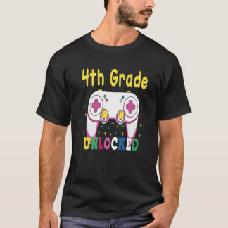 3rd Grade Achieved 4th Grade Unlocked Retro Colorf T-Shirt