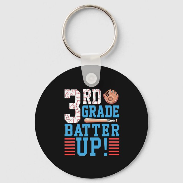 3rd Grade Back To School 3rd Grade Batter Up Baseb Keychain (Front)