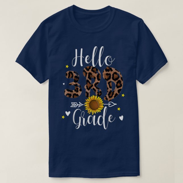 3rd Grade Back to School Leopard Print Sunflower T T-Shirt (Design Front)