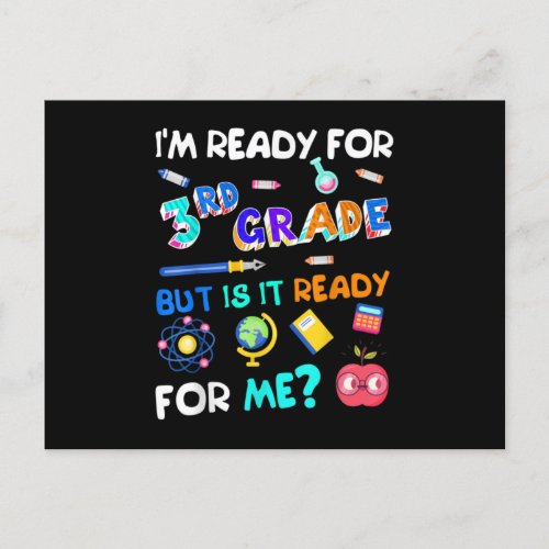 3rd Grade Back to School Third Grade 1st Day of Announcement Postcard