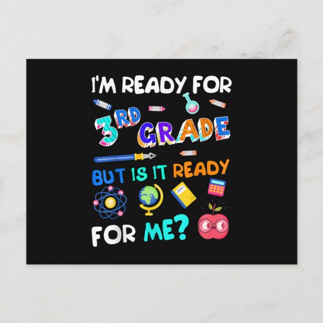 3rd Grade Back to School Third Grade 1st Day of Announcement Postcard (Front)