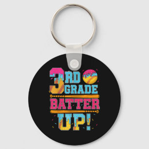 3rd Grade Batter Up Softball Baseball Basketball B Keychain
