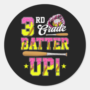 3rd Grade Butter Up Softll Ice Cream Drip Ck To Sc Classic Round Sticker
