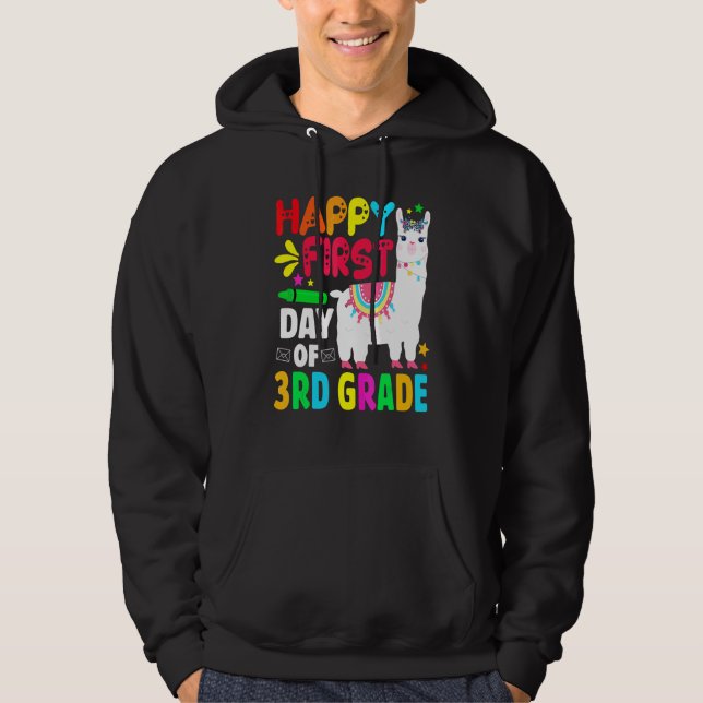 3rd Grade Cute Llama Teacher Team Third Grade Squa Hoodie (Front)