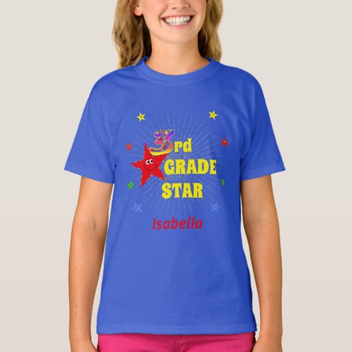 3rd Grade Cute Red Smiling Star T_Shirt