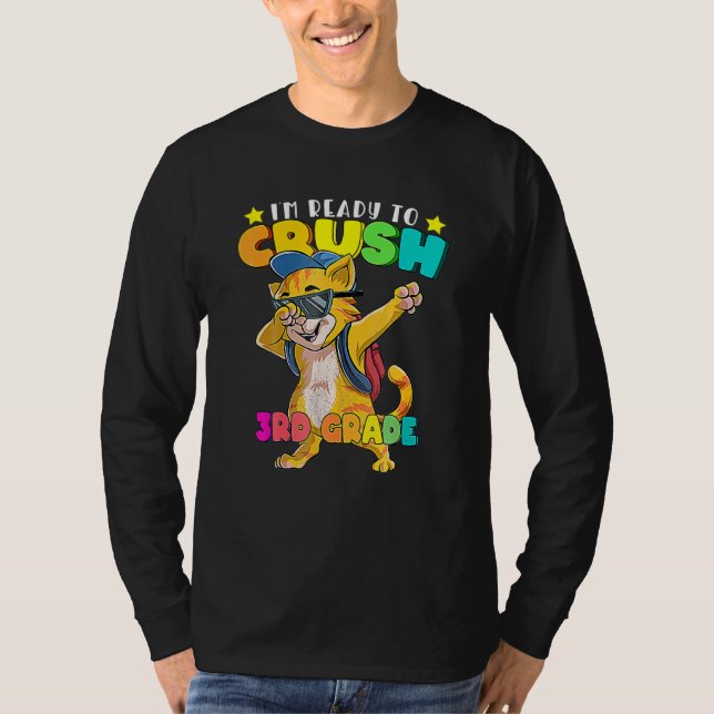 3rd Grade Dabbing Cat Back O School Boys Girls T-Shirt (Front)