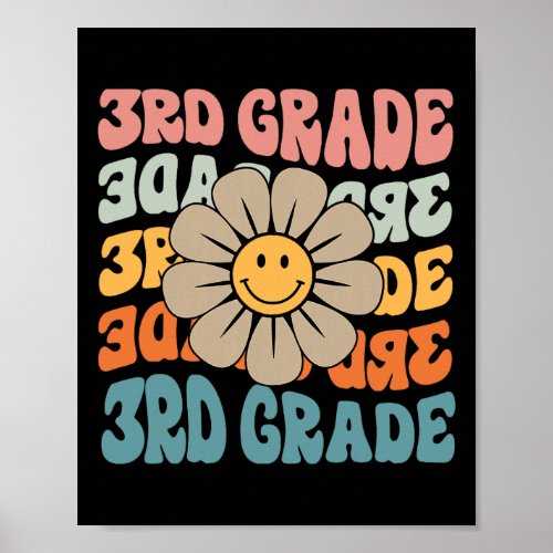 3rd Grade Daisy Colorful Back To School Third Grad Poster