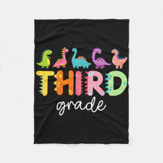 3rd Grade Dinosaur Ck To School First Day Of Schoo Fleece Blanket
