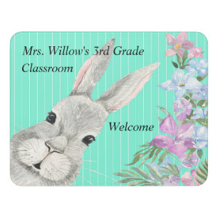 3rd Grade Door Sign for Classroom with Rabbit