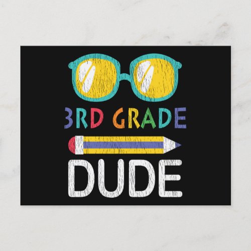 3rd Grade Dude Vintage Back To School Third Grade Postcard