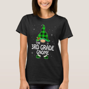 3rd Grade Gnome Buffalo Plaid Matching Family Chri T-Shirt