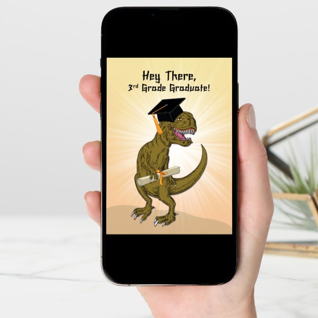 3rd Grade Graduation T-Rex Dinosaur Card (Front Digital)