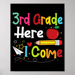 3rd Grade Here I Come Teacher Back To School Boys  Poster