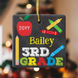 3rd Grade Keepsake Chalkboard Colorful Kids Photo Ceramic Ornament<br><div class="desc">3rd Grade photo ornament design features an apple, a ruler, crayons and bold, colorful fun typography! Click the customize button for more opti2ndr modifying the text! Variations of this design, additional colors, as well as coordinating products are available in our shop, zazzle.com/store/doodlelulu. Contact us if you need this design applied...</div>