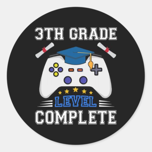 3rd Grade Level Complete Gamer Class Of 2022 Classic Round Sticker