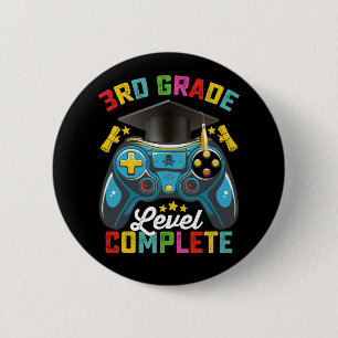 3rd Grade Level Complete Graduation Gaming Gamer Button