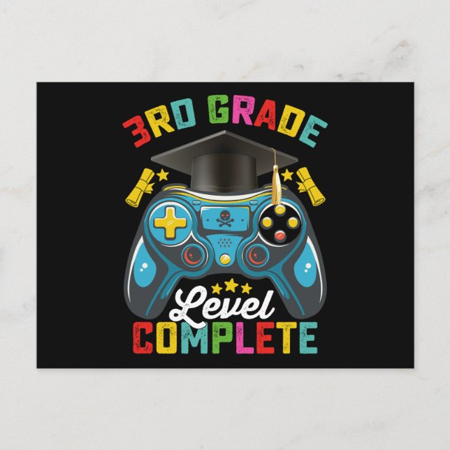 3rd Grade Level Complete Graduation Gaming Gamer Postcard (Front)