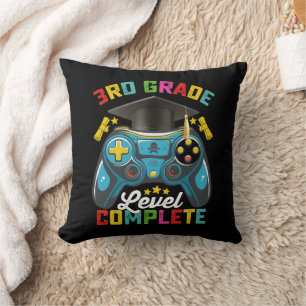 3rd Grade Level Complete Graduation Gaming Gamer Throw Pillow