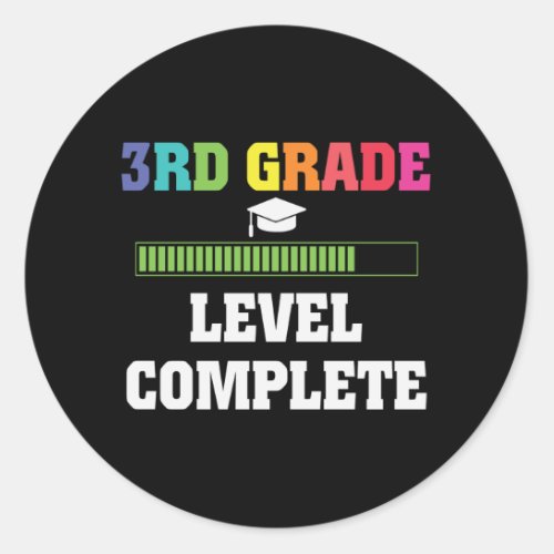 3rd Grade Level Complete Kids Back to School Gamer Classic Round Sticker