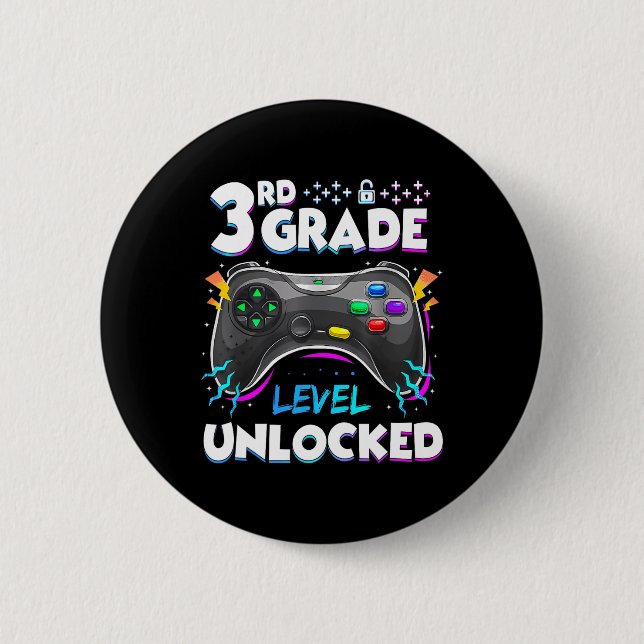 3rd Grade Level Unlocked Back To School First Day  Button (Front)