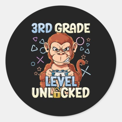3Rd Grade Level Unlocked Classic Round Sticker