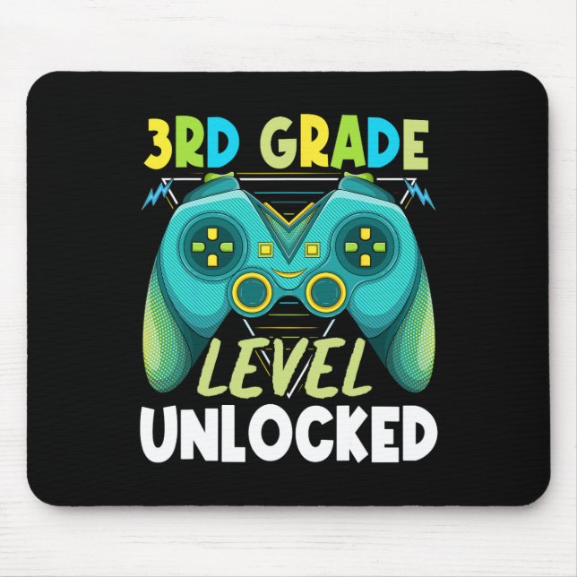 3rd Grade Level Unlocked First Day Back To School  Mouse Pad (Front)