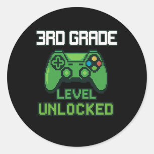 3rd Grade Level Unlocked Gamer Ck To School Boys G Classic Round Sticker