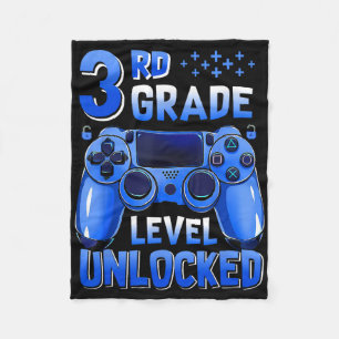 3rd Grade Level Unlocked Gamer First Day Of School Fleece Blanket