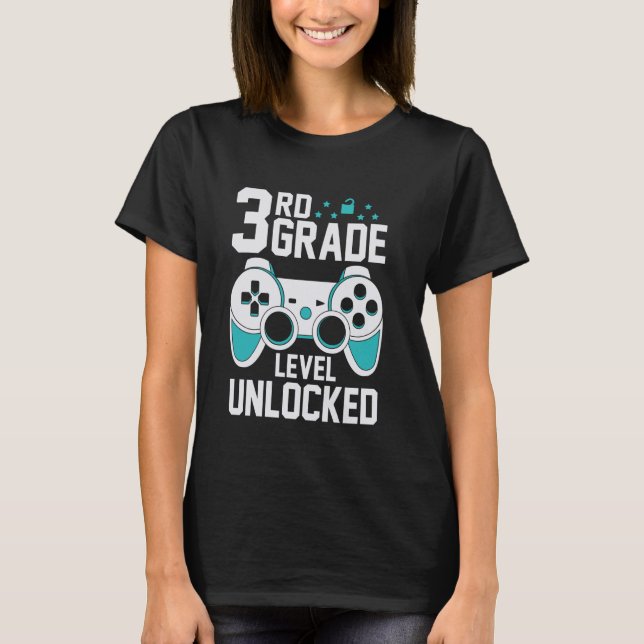 3rd Grade Level Unlocked Gamer First Day Of School T-Shirt (Front)