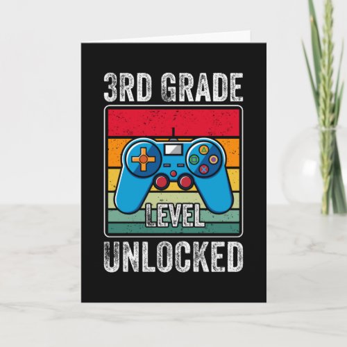 3rd Grade Level Unlocked Kids Back to School Gamer Card