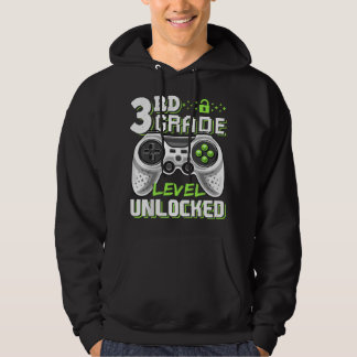 3rd Grade Level Unlocked Video Game Back to School Hoodie