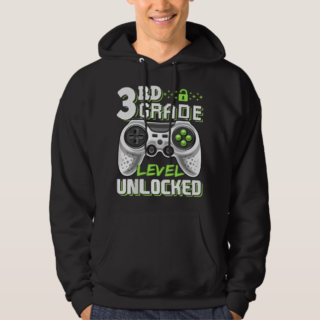 3rd Grade Level Unlocked Video Game Back to School Hoodie (Front)