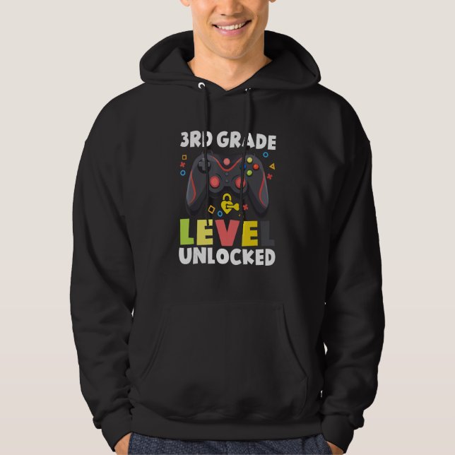 3rd Grade Level Unlocked Video Game Back To School Hoodie (Front)