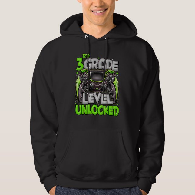 3rd Grade Level Unlocked Video Game Back To School Hoodie (Front)