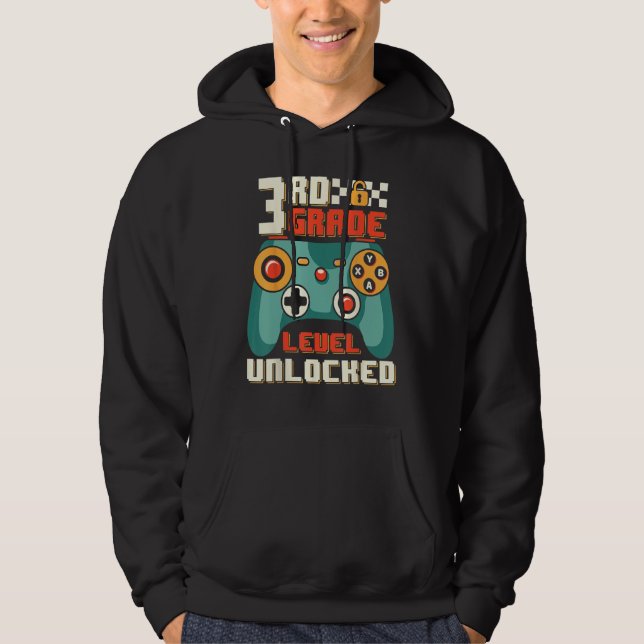 3rd Grade Level Unlocked Video Game Back To School Hoodie (Front)